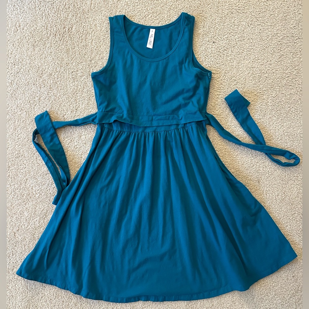 Latched Mama Teal Sleeveless Nursing Dress Medium NWOT